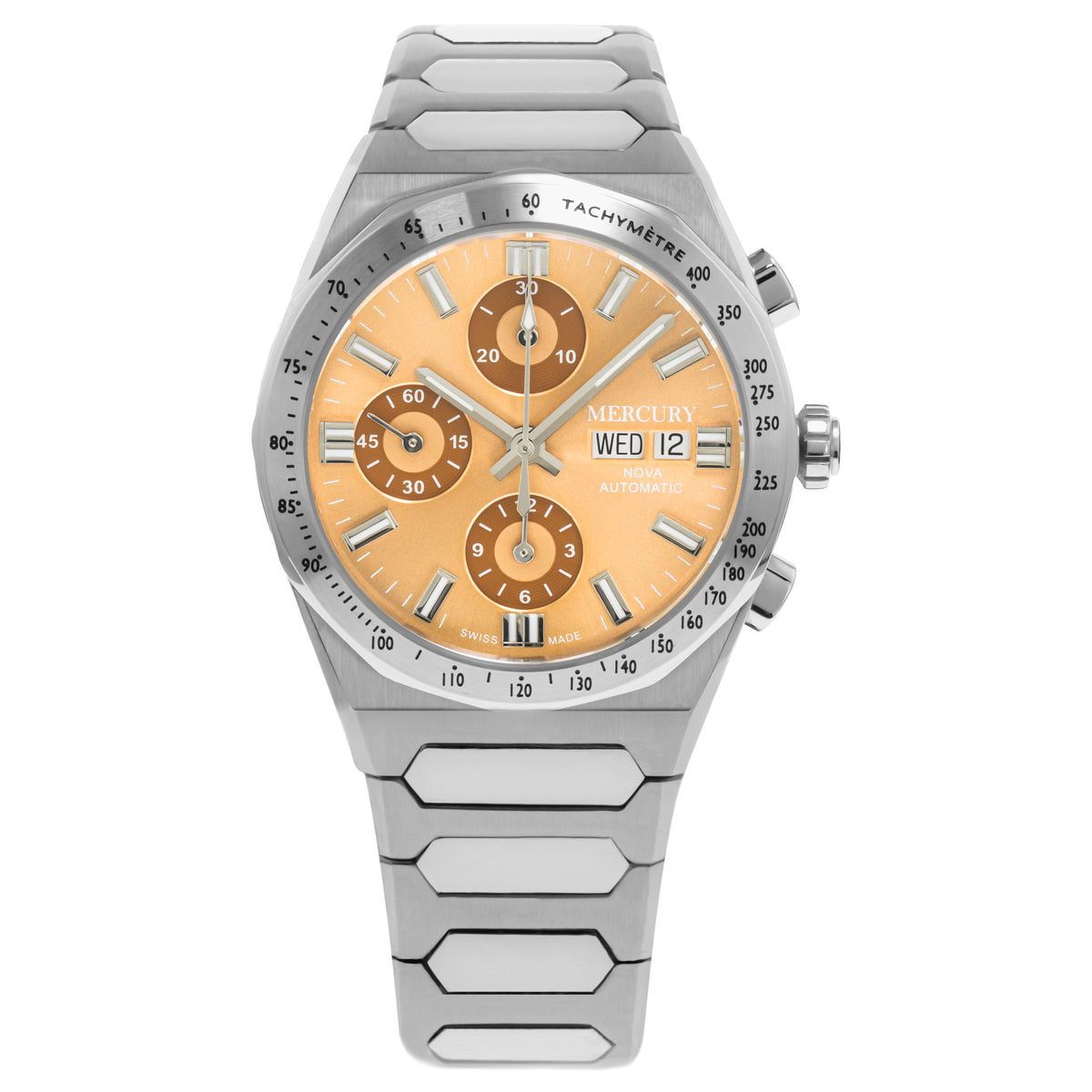 MERCURY NOVA – Montre chronographe automatique pour homme avec bracelet en acier inoxydable