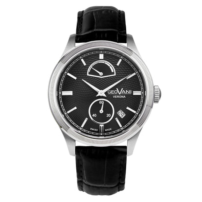 GEOVANI VERONA – Montre automatique avec bracelet en cuir véritable et réserve de marche