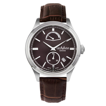 GEOVANI VERONA – Montre automatique avec bracelet en cuir véritable et réserve de marche