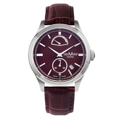 GEOVANI VERONA – Montre automatique avec bracelet en cuir véritable et réserve de marche