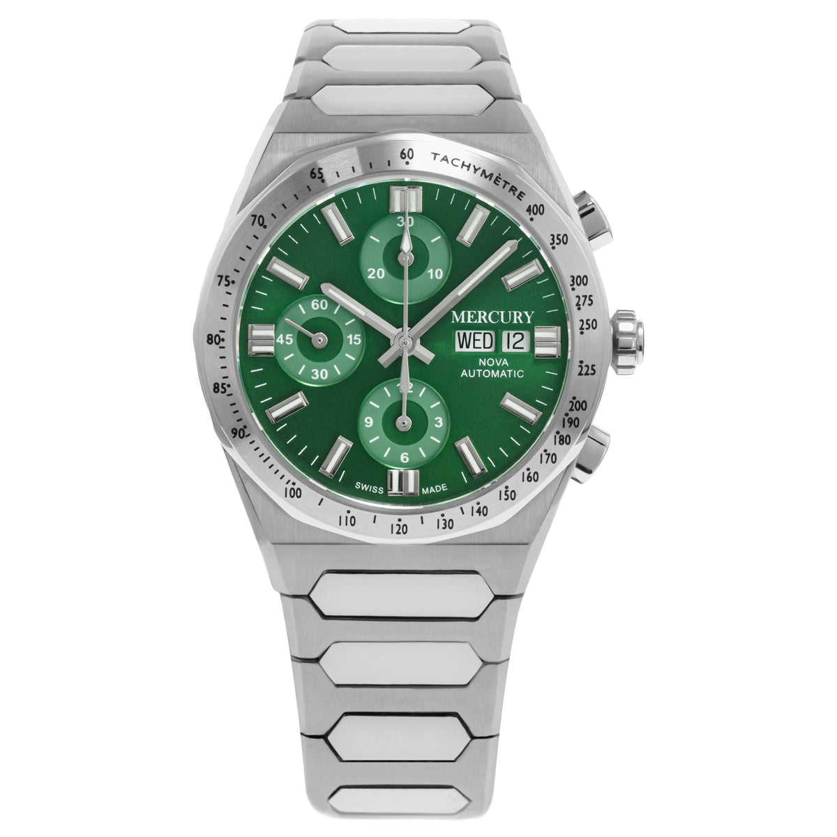 MERCURY NOVA – Montre chronographe automatique pour homme avec bracelet en acier inoxydable