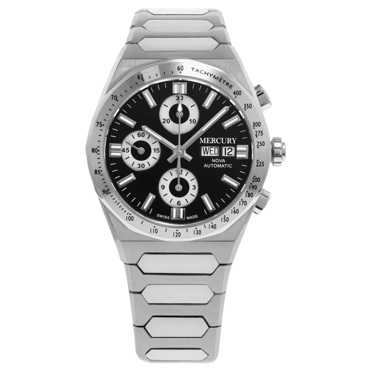 MERCURY NOVA – Montre chronographe automatique pour homme avec bracelet en acier inoxydable