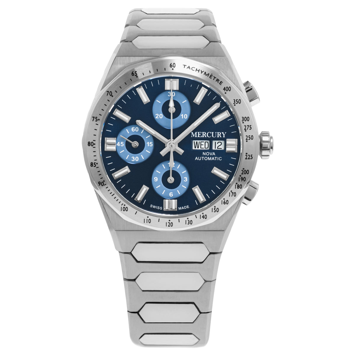 MERCURY NOVA – Montre chronographe automatique pour homme avec bracelet en acier inoxydable